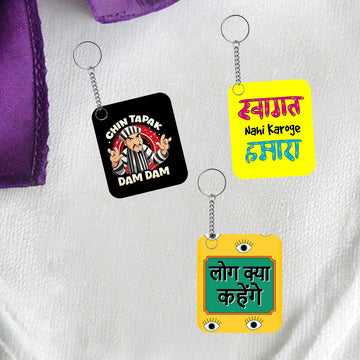 Chillaao Acrylic keychain - Funny Quotes  (Set of 3 )
