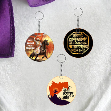 Chillaao Acrylic keychain - Shivaji Maharaj -1 (Set of 3 )