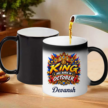 Chillaao Personalised King Are Born In october Magic Mug