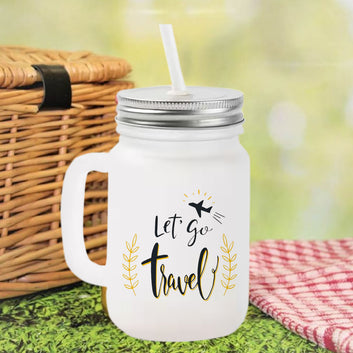 Chillaao Let Go Travel Frosted Mason Jar