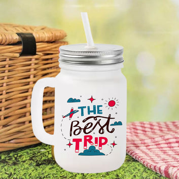 Chillaao The Best Trip  Frosted Mason Jar