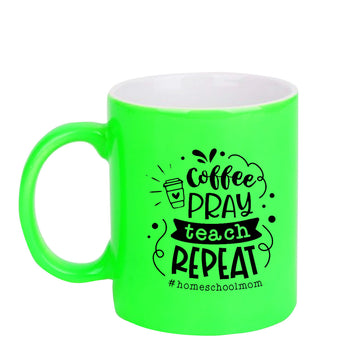 Chillaao Coffee pray teach repeat neon Green  mug