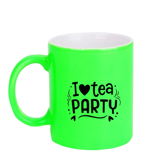 Chillaao I Love tea party neon Green  mug