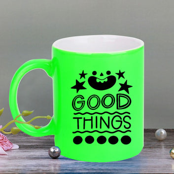 Chillaao Good things  neon Green  mug