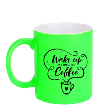 Chillaao Wake up and smell the coffee neon Green  mug