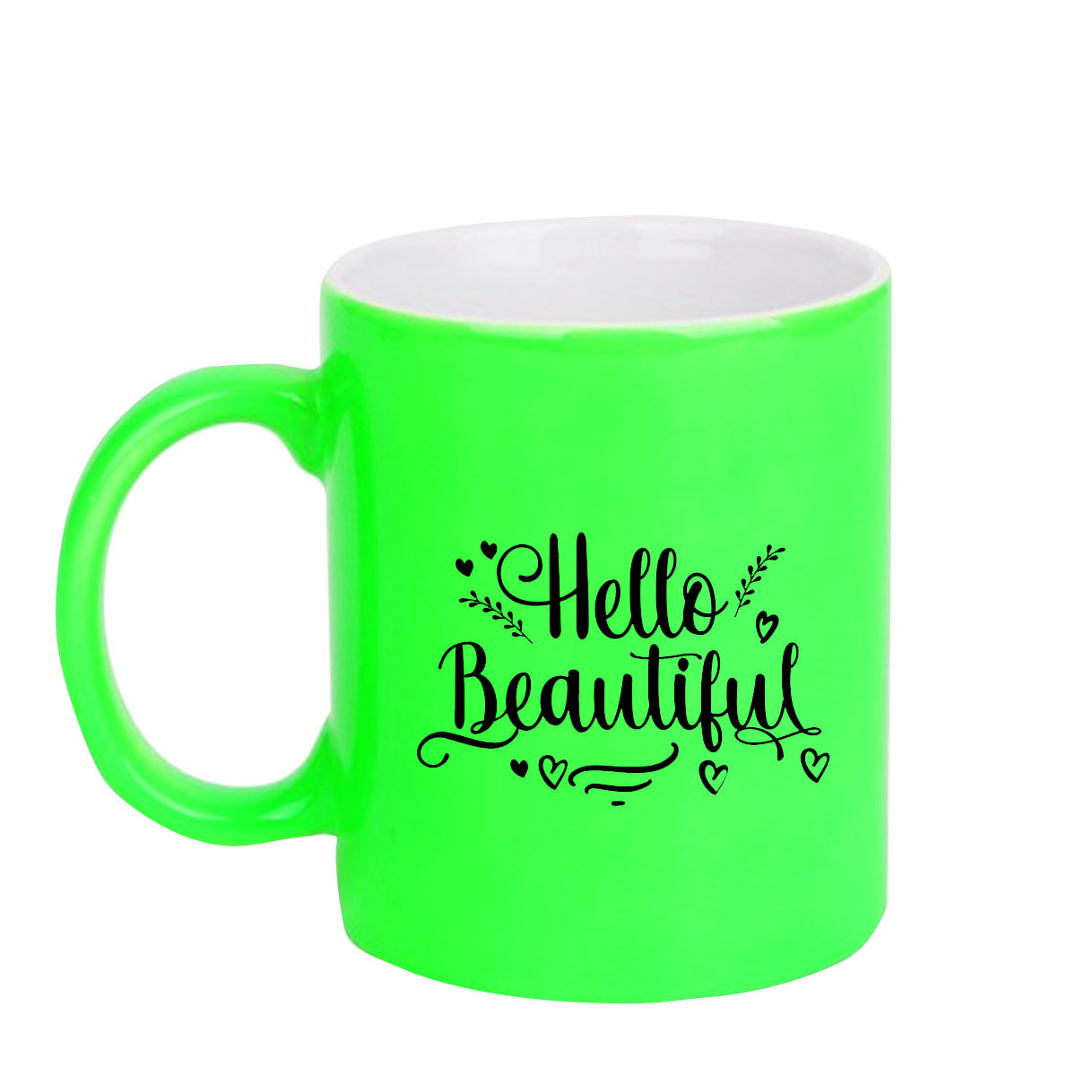 Chillaao Hello beautiful  neon Green  mug