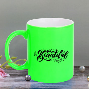 Chillaao Hello beautiful neon Green  mug