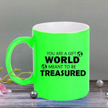 Chillaao  You are a gift world  neon Green  mug