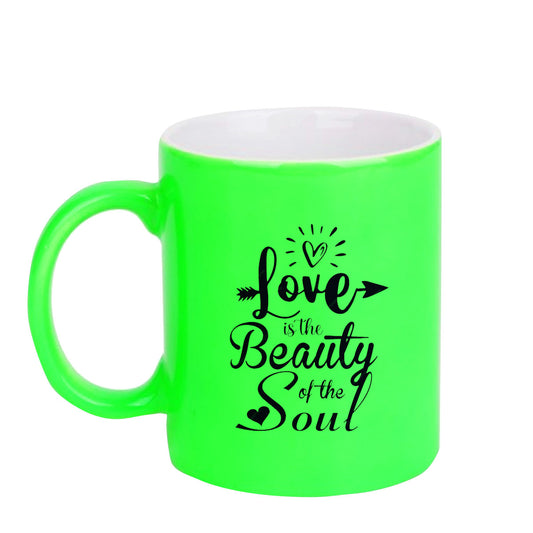 Chillaao Love is the beauty  neon Green  mug