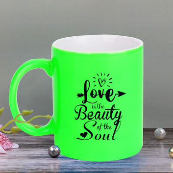 Chillaao Love is the beauty  neon Green  mug