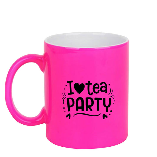 Chillaao I Love tea party neon Pink  mug