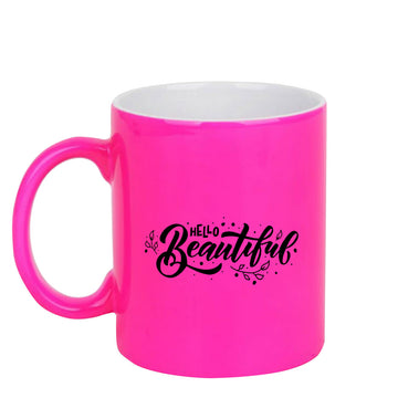 Chillaao Hello beautiful neon Pink  mug