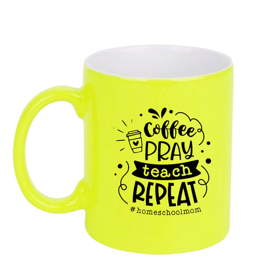 Chillaao Coffee pray teach repeat neon Yellow  mug