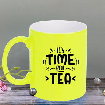 Chillaao Its time for tea neon Yellow  mug