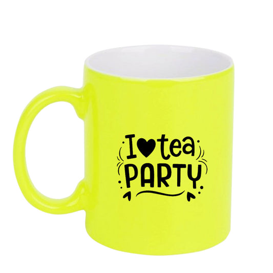 Chillaao I Love tea party neon Yellow  mug