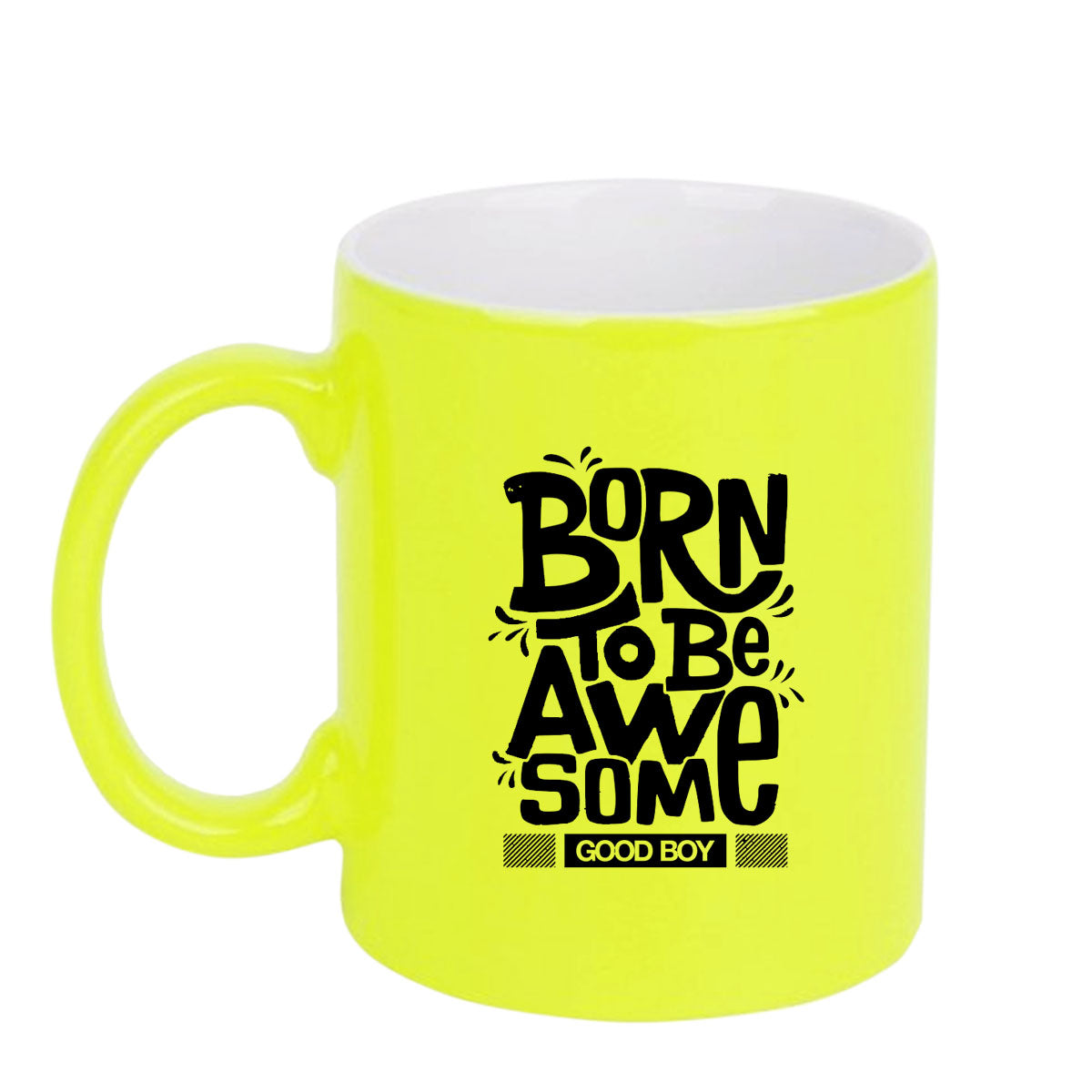 Chillaao Born to be awesome neon Yellow  mug