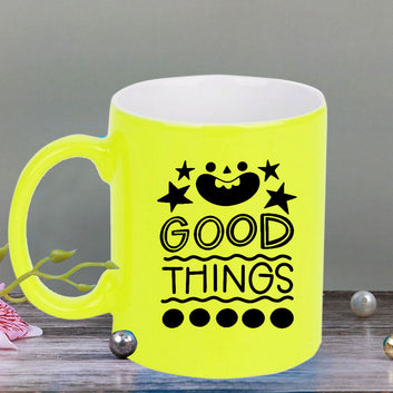Chillaao Good things  neon Yellow  mug