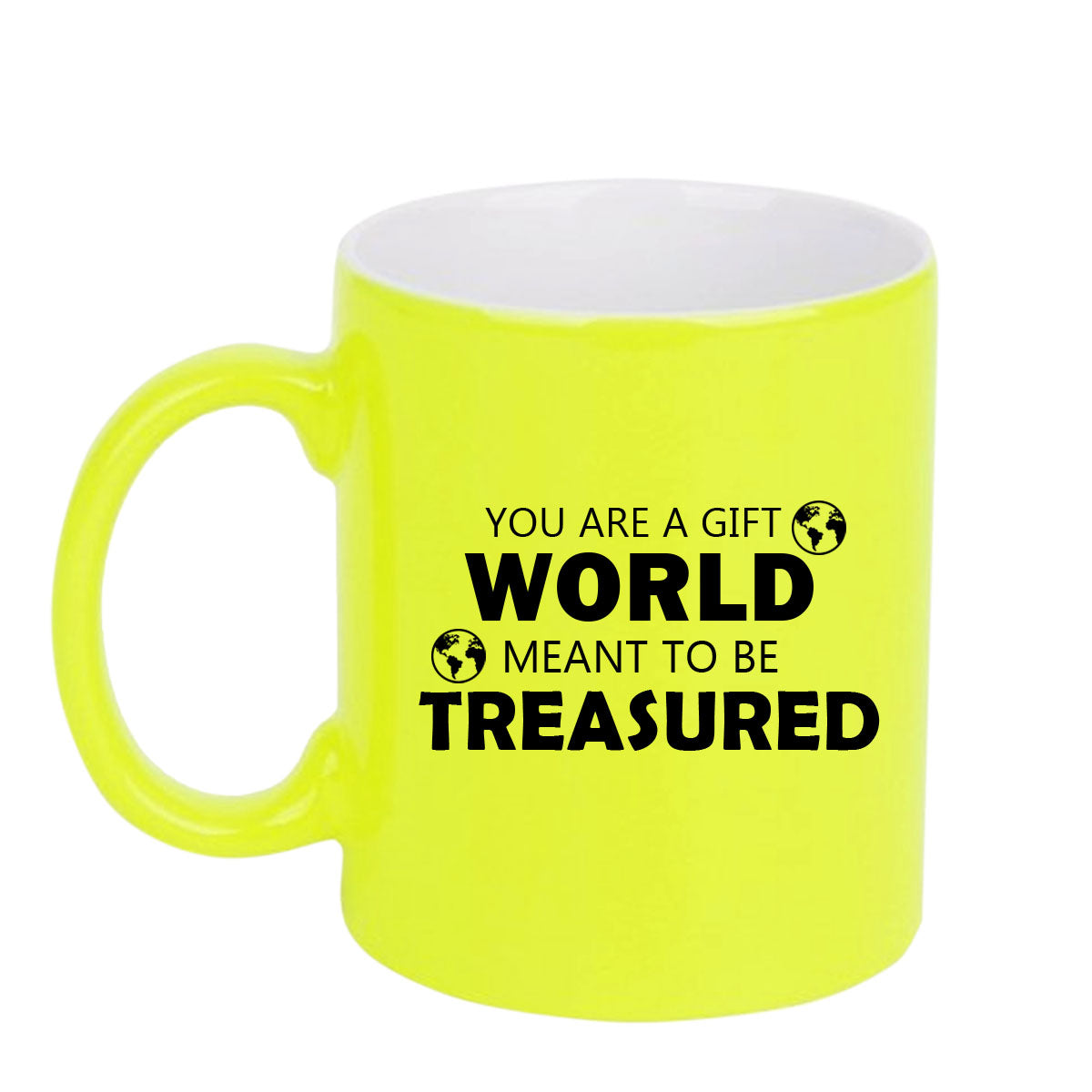Chillaao  You are a gift world  neon Yellow  mug
