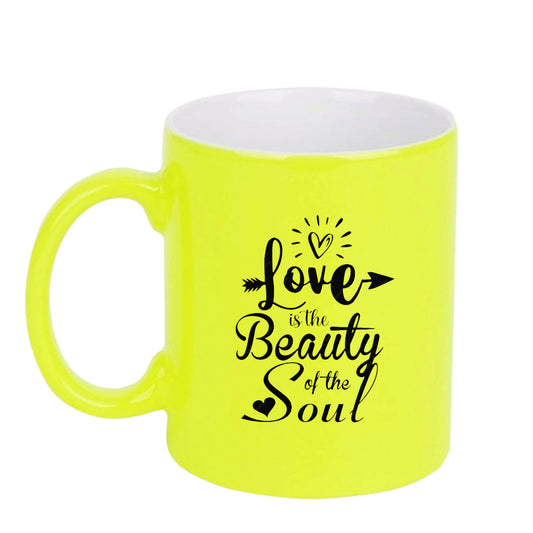 Chillaao Love is the beauty of the soul  neon Yellow  mug