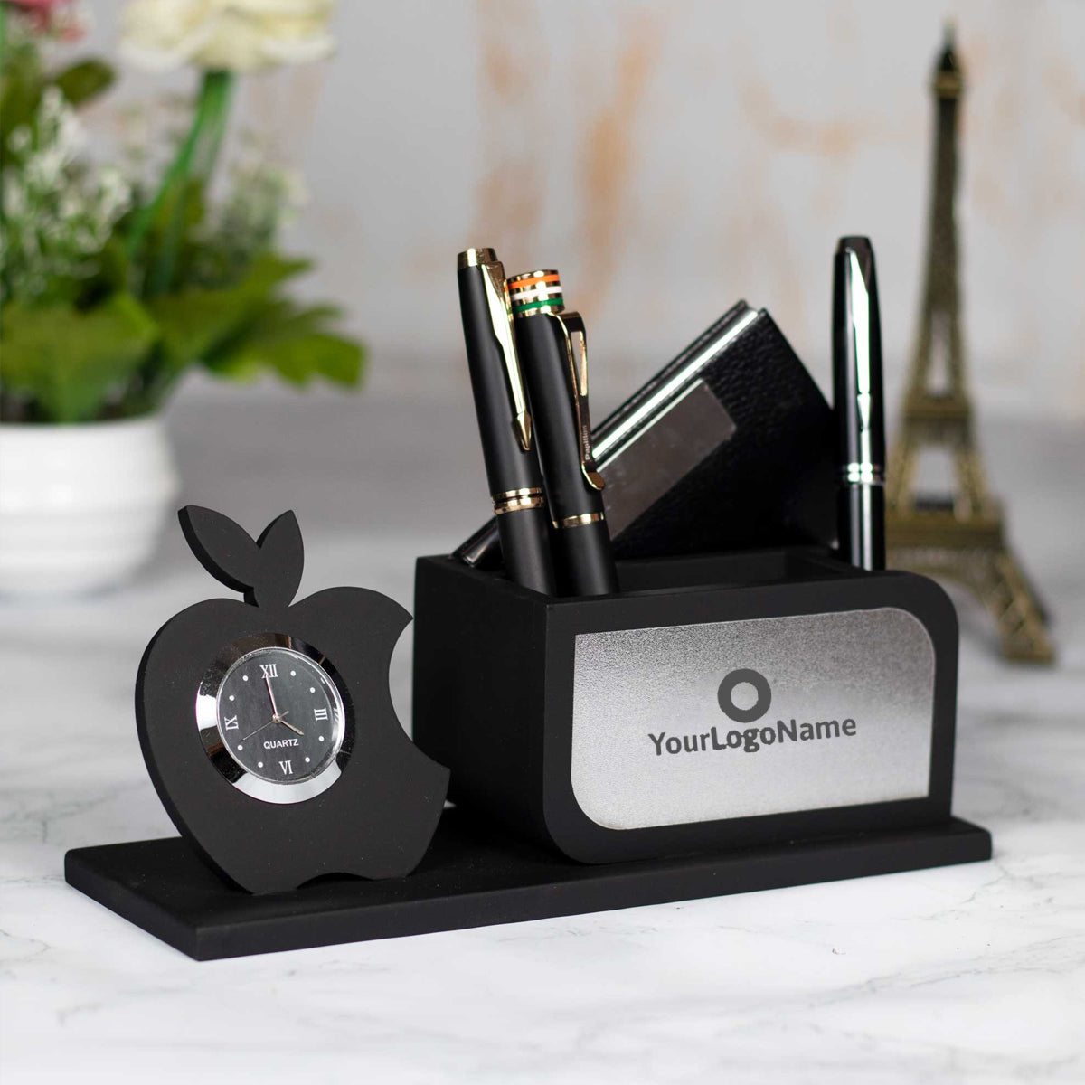 Chillaao Personalized Pen Holder With Clock