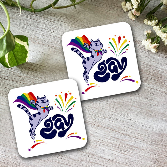 Chillaao Meow Gay Pride Coaster ( Set Of 4 )