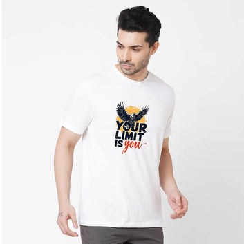 Chillaao push your limits White Round Neck Tshirt