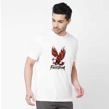 Chillaao Freedom White Round Neck Tshirt