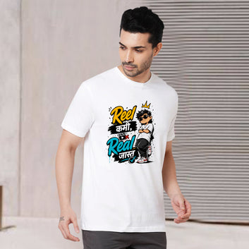 Chillaao Reel Kami Pan Real Jast White Round Neck Tshirt