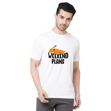 Chillaao Weekend Plans White Round Neck T-shirt