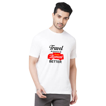 Chillaao “Travel makes every moment better White Round Neck T-shirt