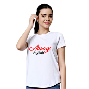 Chillaao Always Stylish White Round Neck T- Shirt