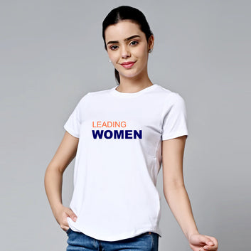 Chillaao Leading Women White Round Neck Tshirt