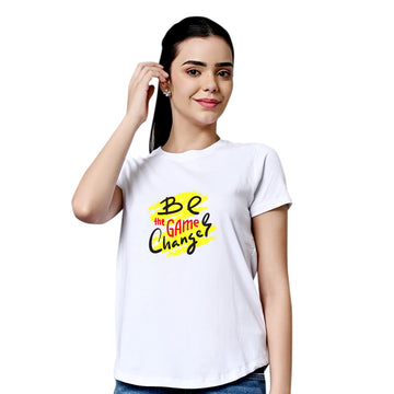 Chillaao Be the Game Changer White Round Nek Tshirt