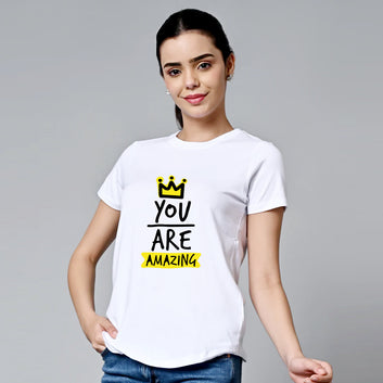Chillaao You Are Amazing White Round Neck Tshirt