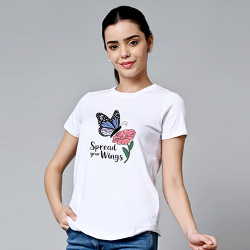 Chillaao Spread your wings White Round Neck T-shirt