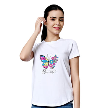 Chillaao Beautiful White Round Neck Tshirt