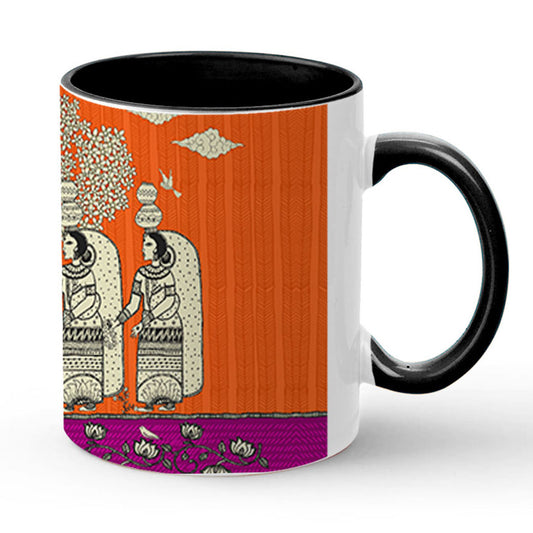 Traditional Pattern Inner Color Black Coffee Mug 330ml (11oz)