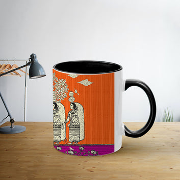 Traditional Pattern Inner Color Black Coffee Mug 330ml (11oz)