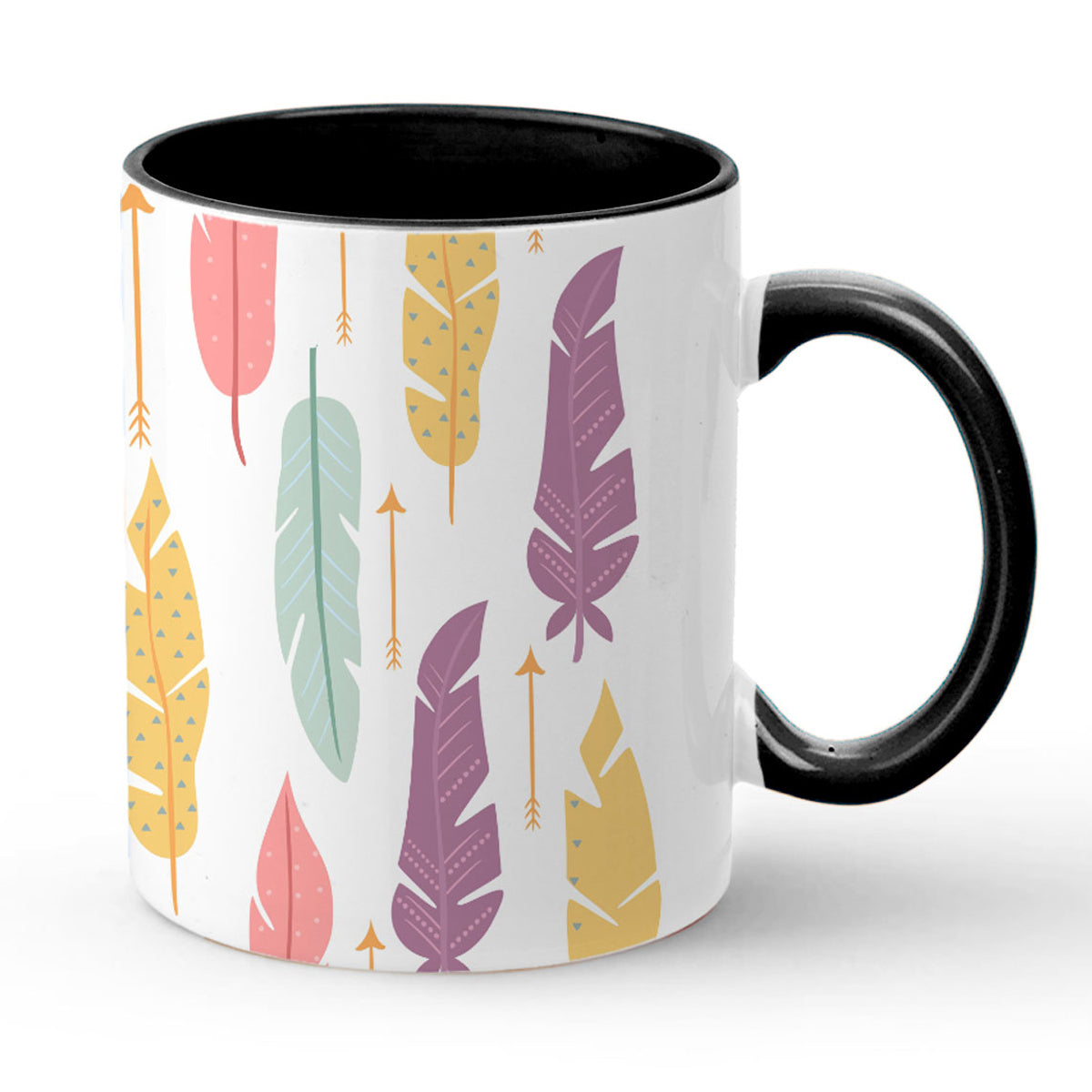 Colourful Feathers Inner Color Black Coffee Mug 330ml (11oz)