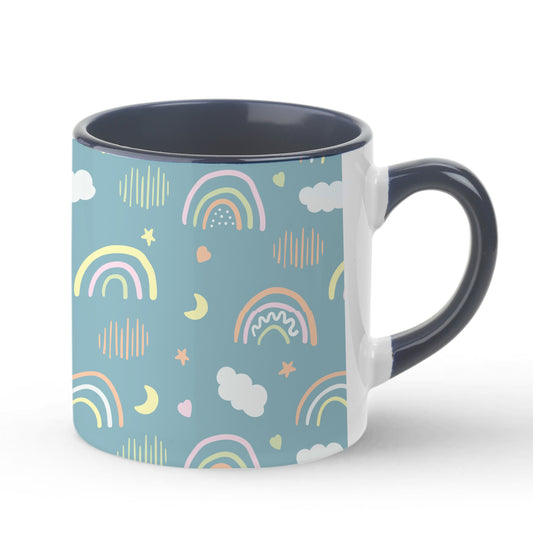Rainbow Pattern Inner Color Black Tea Mug 180ml